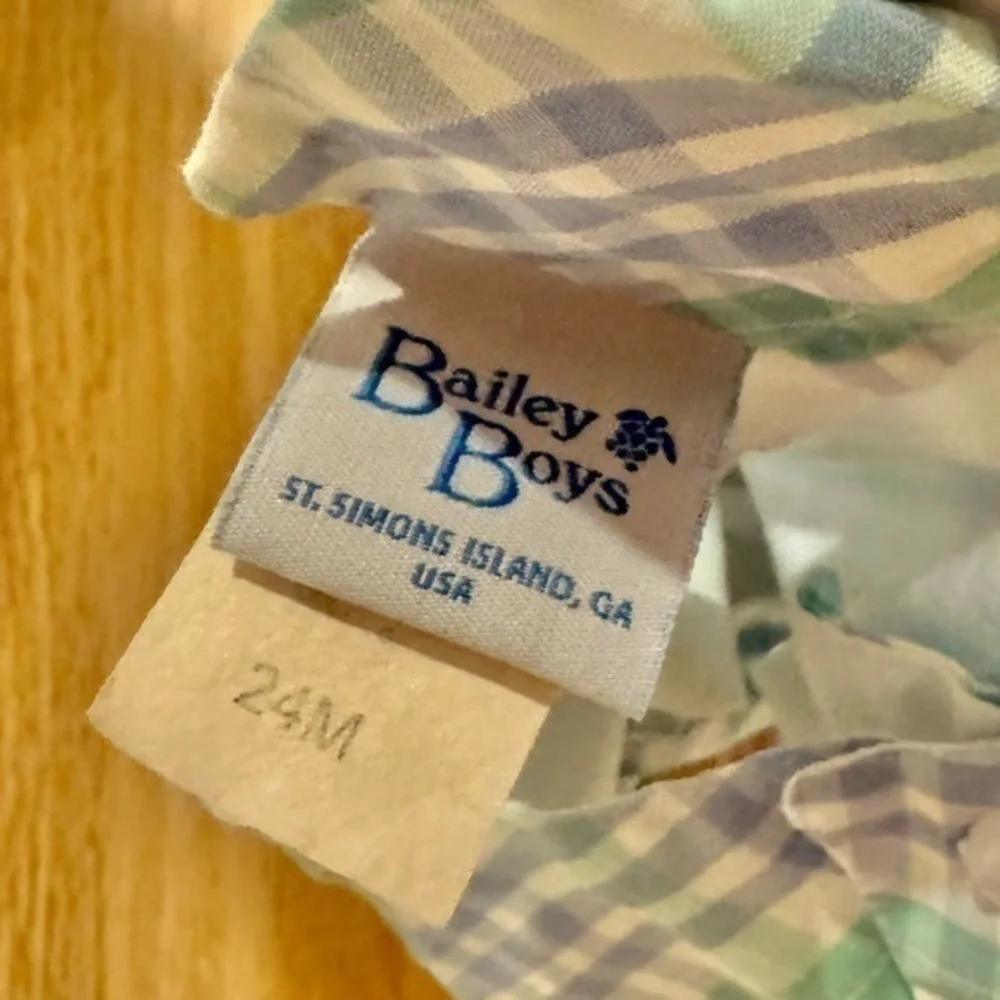 Bailey Boys Blue Green Plaid Jon Jon‎ with Tabs 24 Months